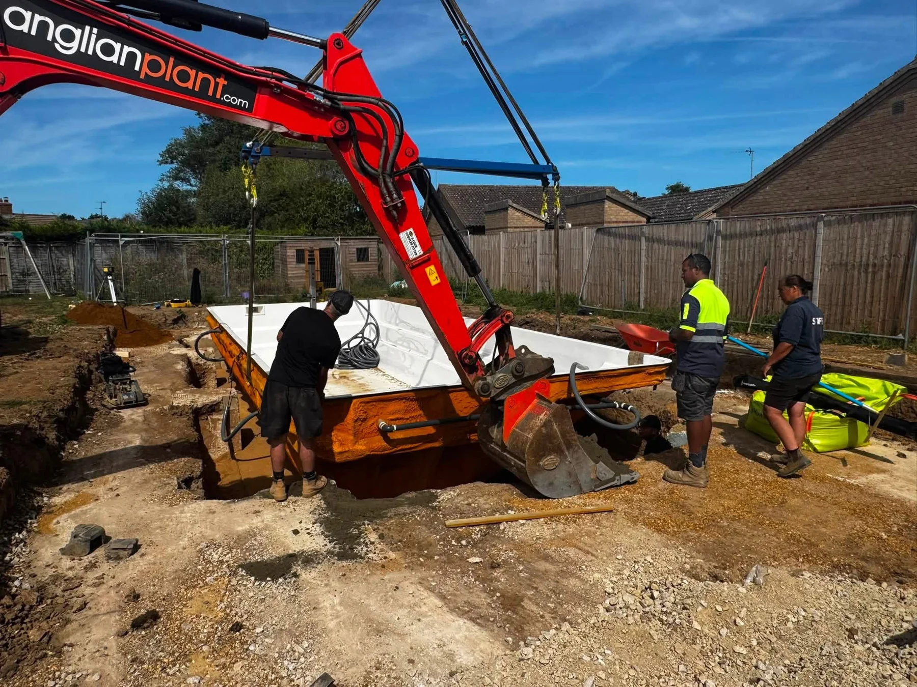 Work in progress around the swimming pool shell at Heacham